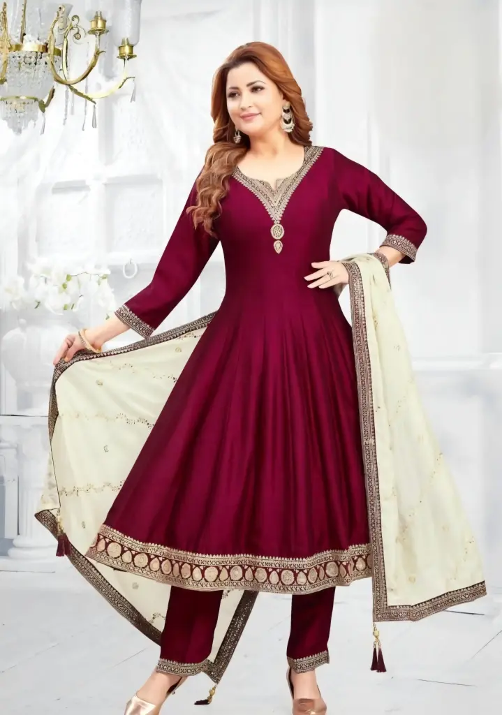 Wine Majesty Anarkali Dress