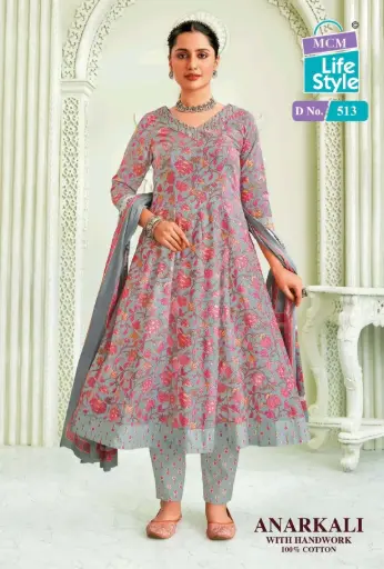 [33] Pastel Greyish Blue Anarkali Dress , L Size